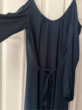 Sophisticated Navy One-Shoulder Tie-Waist Dress